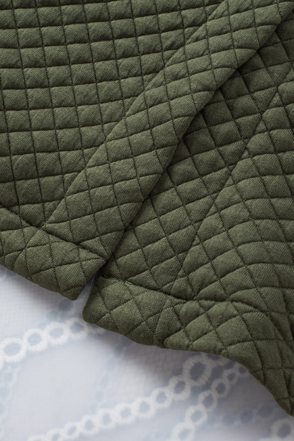 Green Retro Quilted Flap Pocket Button Shacket Jackets JT's Designer Fashion