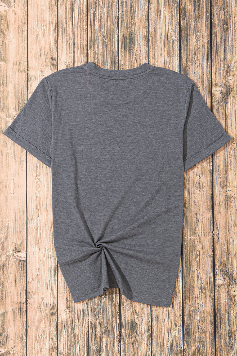 Gray Rugby Bow Knot Print Crewneck Casual T Shirt Graphic Tees JT's Designer Fashion
