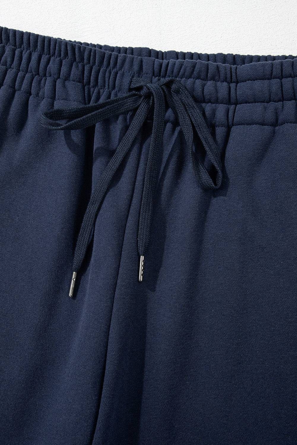 Navy Blue Solid Color Fleece Lined Drawstring Waist Casual Pants Pants & Culotte JT's Designer Fashion