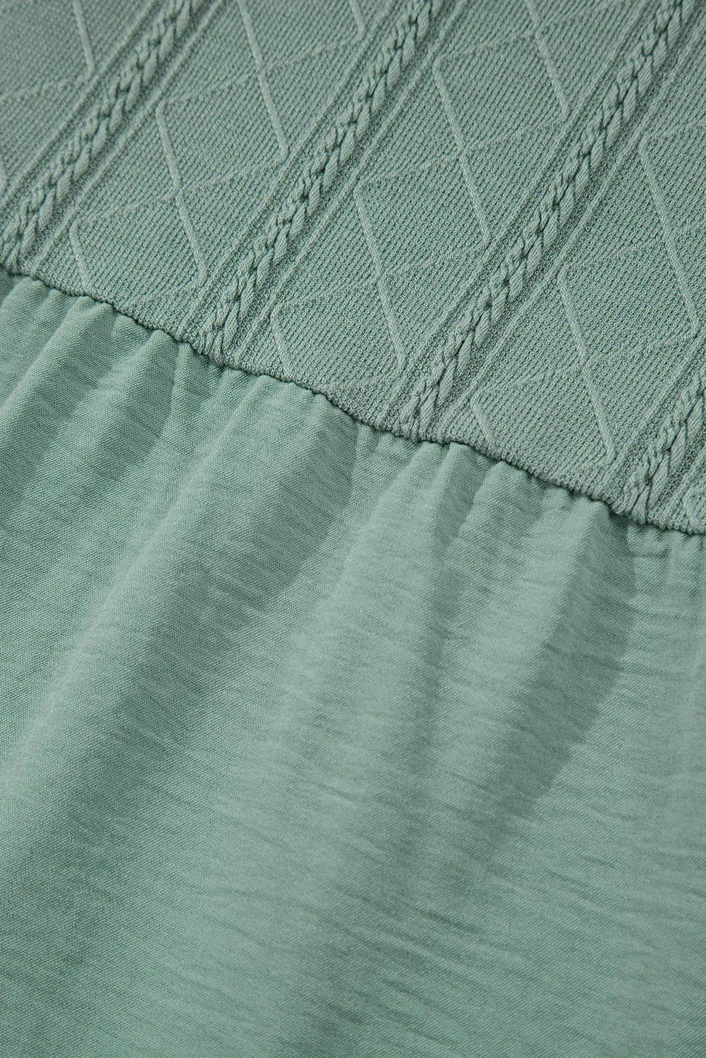 Laurel Green Tie Split Neck Textured Ruffle Patchwork Blouse Blouses & Shirts JT's Designer Fashion