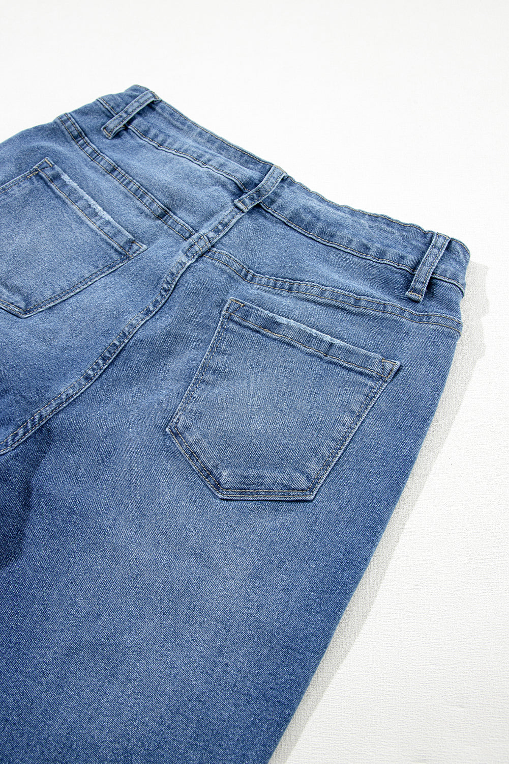 Light Blue Distressed Frayed Ankle Skinny Jeans Jeans JT's Designer Fashion