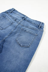 Light Blue Distressed Frayed Ankle Skinny Jeans Jeans JT's Designer Fashion