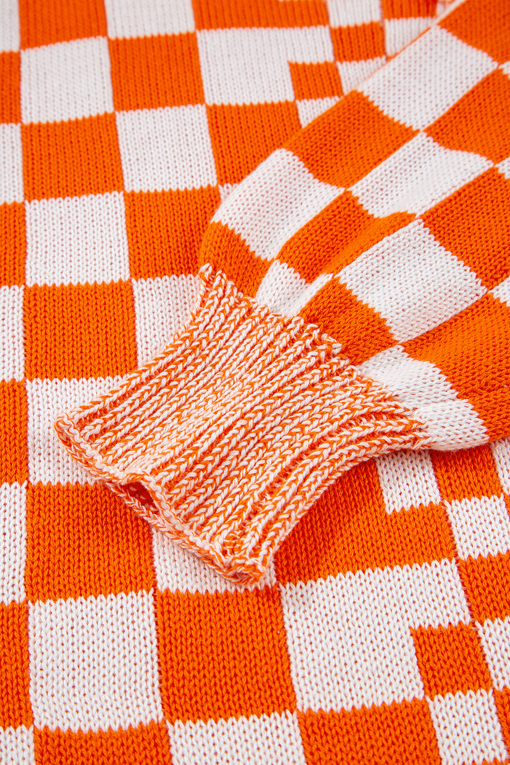 Orange Checkered Open Front Drop Shoulder Cardigan Cardigans JT's Designer Fashion