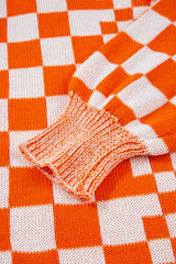 Orange Checkered Open Front Drop Shoulder Cardigan Cardigans JT's Designer Fashion