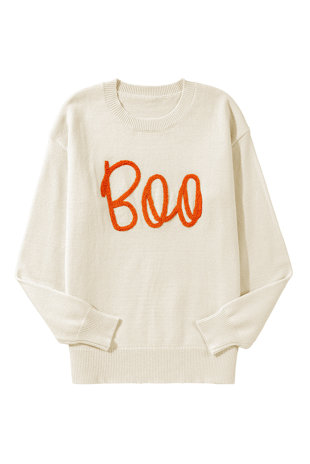 Apricot Boo Knitted Pattern Ribbed Edge Drop Shoulder Sweater Sweaters JT's Designer Fashion