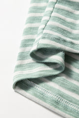 Green Stripe Shirred Frilled High Waist Sleeveless Loose Fit Long Dress Maxi Dresses JT's Designer Fashion