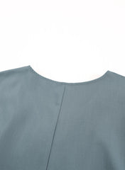 Blue Dolman Button Belted V Neck Wide Leg Pocketed Jumpsuit Jumpsuits & Rompers JT's Designer Fashion