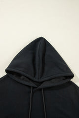 Black Fleece Lined Kangaroo Pocket Drawstring Chunky Hoodie Sweatshirts & Hoodies JT's Designer Fashion