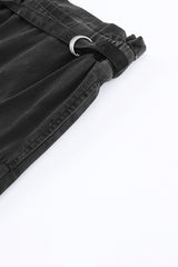 Black High Waist Pocketed Wide Leg Tencel Jeans Jeans JT's Designer Fashion