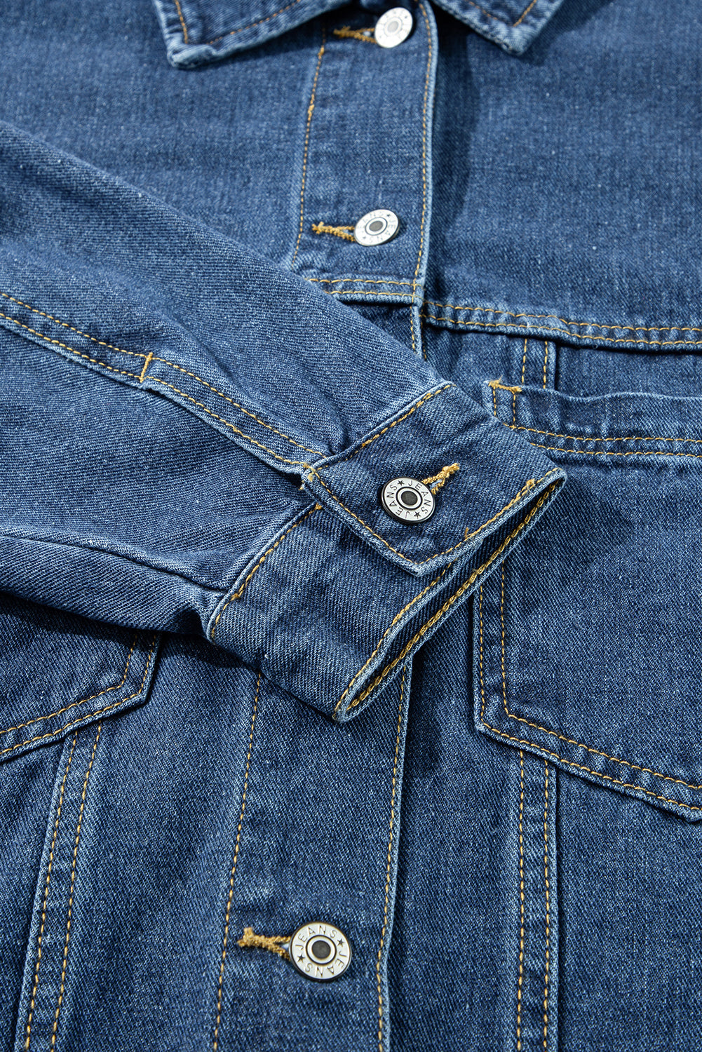 Dark Blue Washed Oversize Pocketed Denim Jacket Denim Jackets JT's Designer Fashion