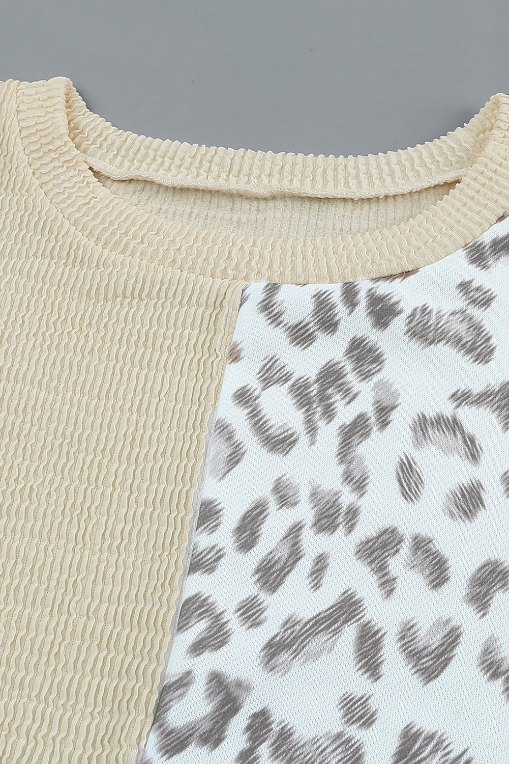 Leopard Patchwork Color Block Ribbed Long Sleeve Top Long Sleeve Tops JT's Designer Fashion