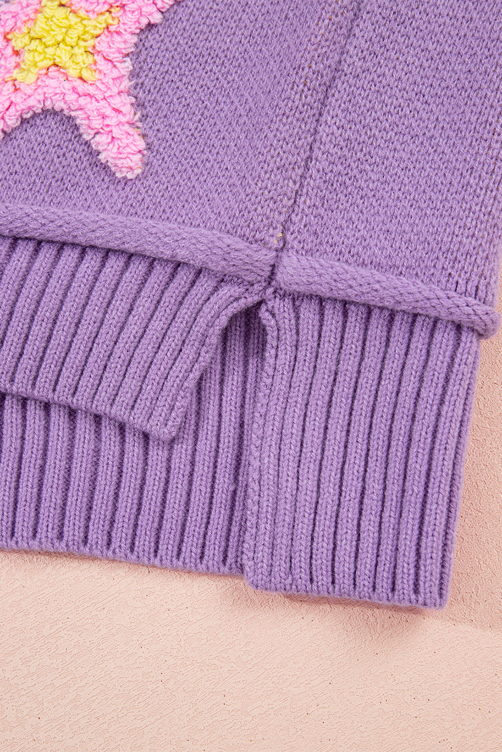 Lavendula Brushed Star Graphic V Neck Drop Shoulder Oversize Sweater Sweaters JT's Designer Fashion