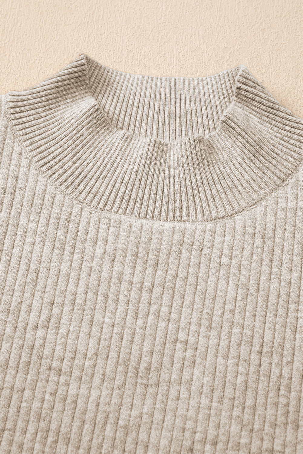 Apricot Thermal Lined Ribbed Knit Mock Neck Sweater Sweaters JT's Designer Fashion