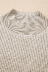 Apricot Thermal Lined Ribbed Knit Mock Neck Sweater Sweaters JT's Designer Fashion