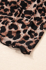Brown Leopard Floral Reversible Ruffle Hem Maxi Skirt Skirts & Petticoat JT's Designer Fashion