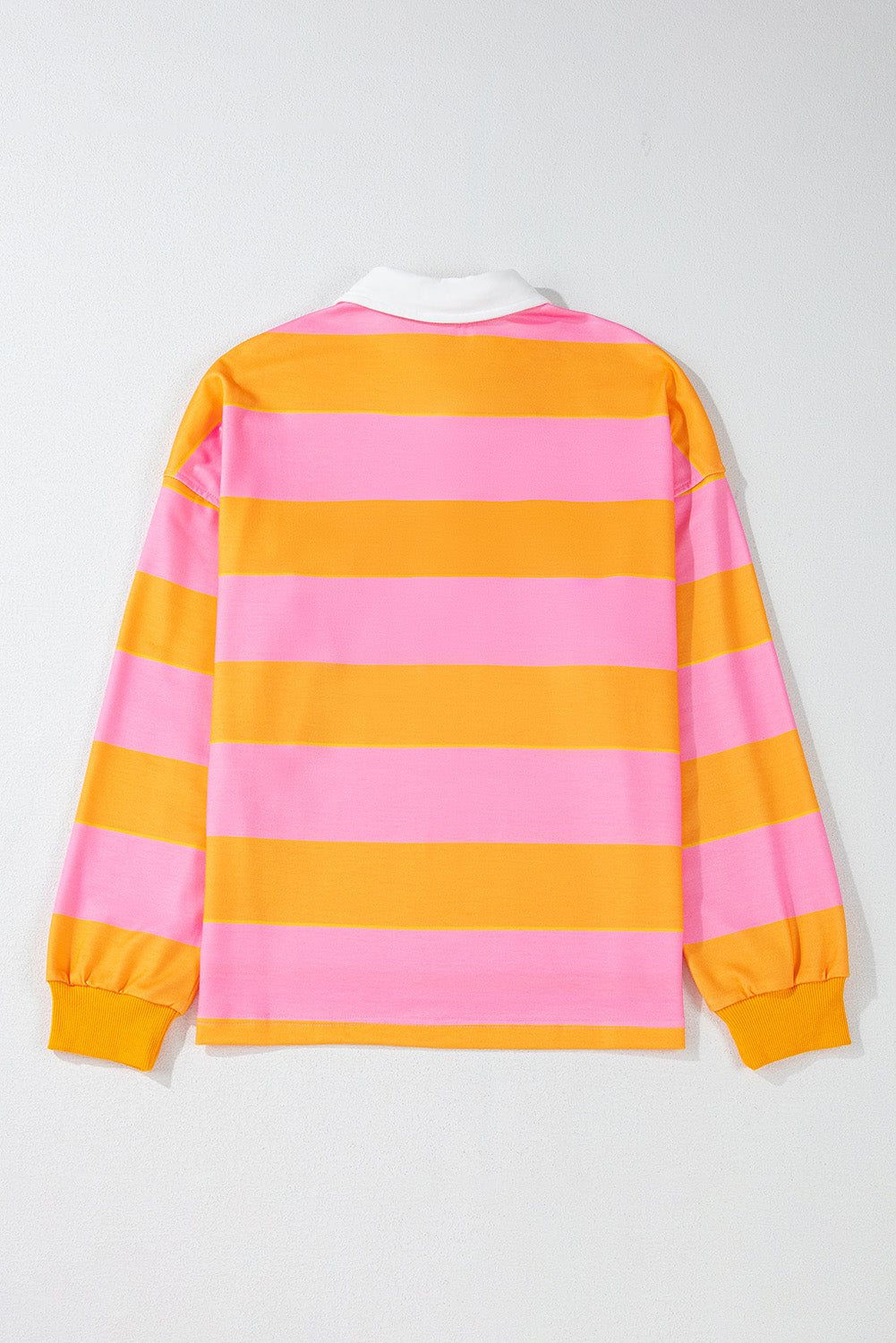 Yellow Stripe Color Block Polo Collar Sweatshirt Sweatshirts & Hoodies JT's Designer Fashion