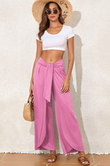 Bonbon Knotted Drop Waist Split Leg Relaxed Pants Pants & Culotte JT's Designer Fashion