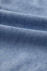 Myosotis Denim Front Pintuck Bow Tie Puff Sleeve Top Blouses & Shirts JT's Designer Fashion