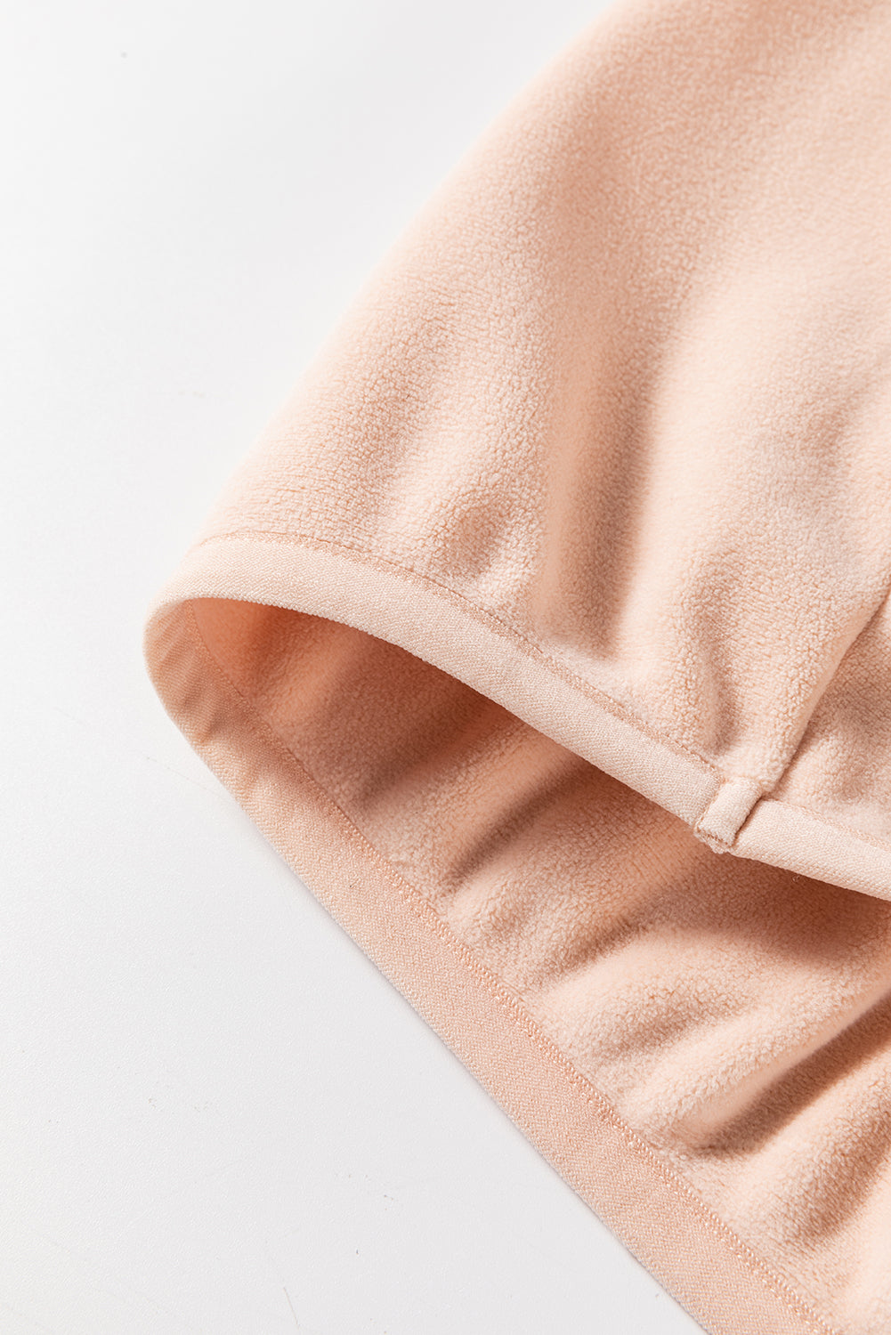 Light French Beige Colorblock Patchwork Half Zip Oversized Sherpa Hoodie Sweatshirts & Hoodies JT's Designer Fashion