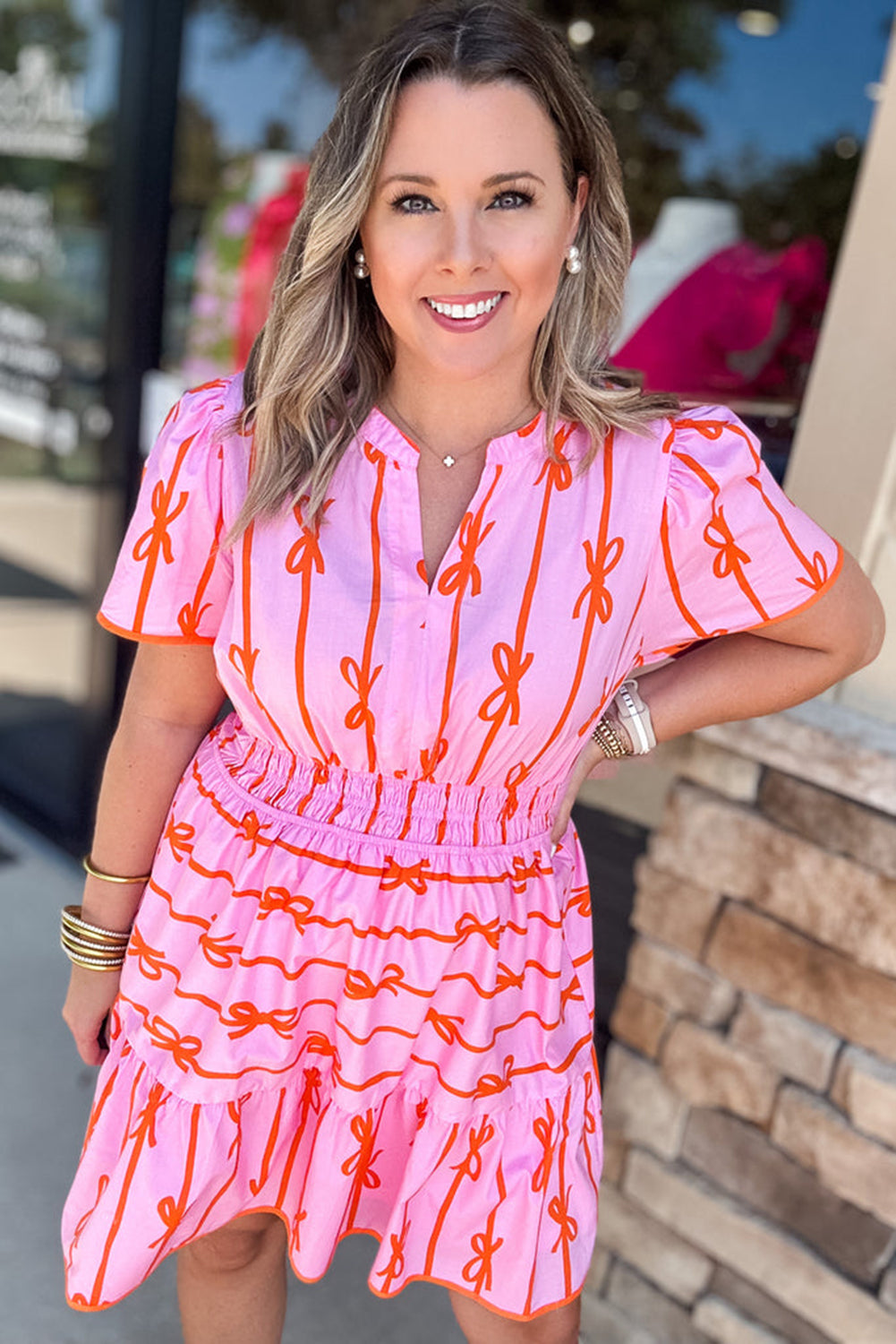 Rose Bow Tastic Clinched Waist Ruffled Plus Size Dress Plus Size Mini Dresses JT's Designer Fashion