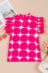 Rose Bubblegum Pattern Frilled Collar Flutter Sleeve Top Blouses & Shirts JT's Designer Fashion