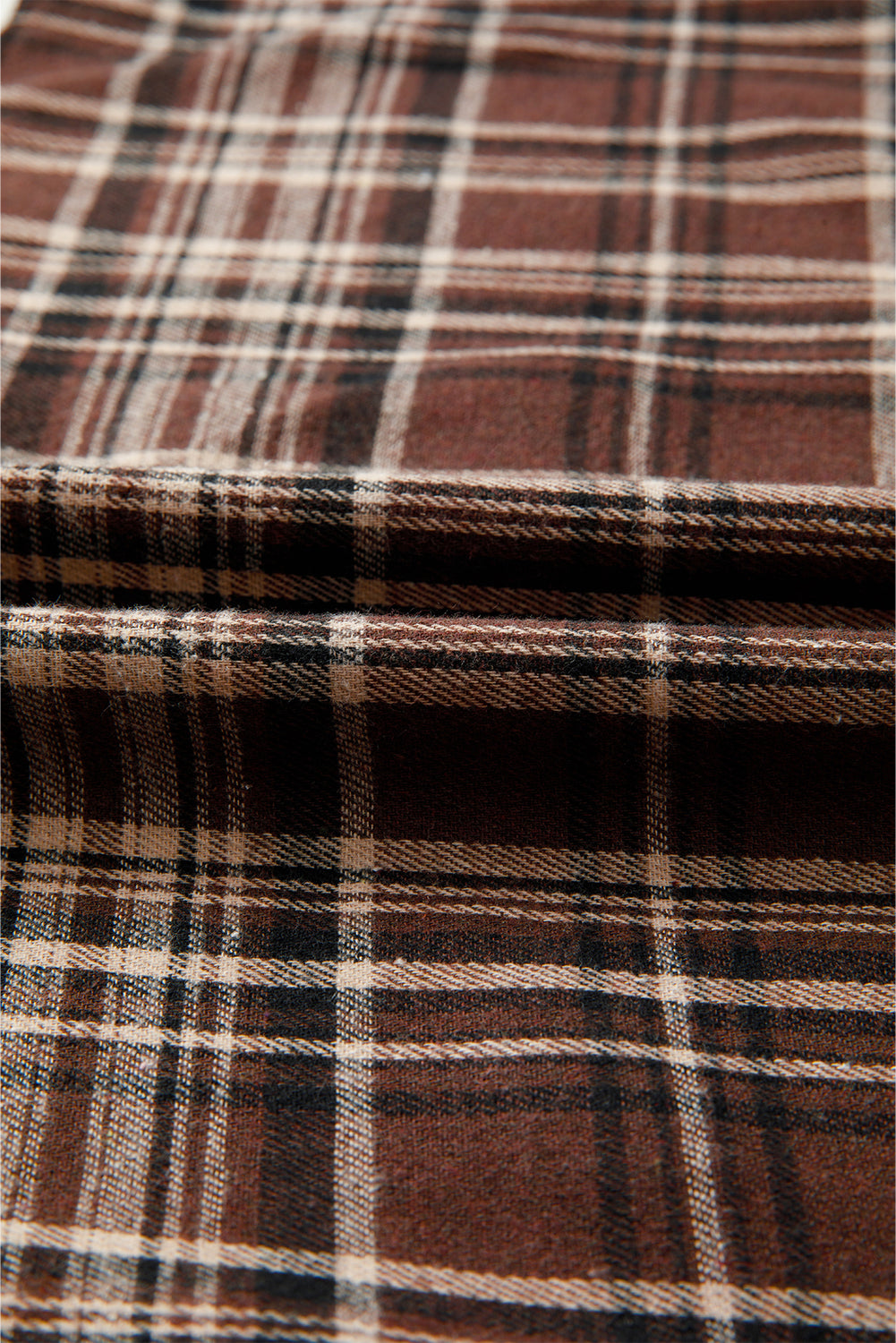 Brown Plaid Patchwork Long Sleeve Button Hooded Blouse Blouses & Shirts JT's Designer Fashion