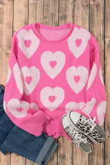 Bonbon Pearl Beaded Heart Drop Shoulder Sweater Sweaters JT's Designer Fashion