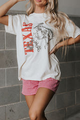 White TEXAS Cowboy Printed Western Fashion T Shirt Graphic Tees JT's Designer Fashion