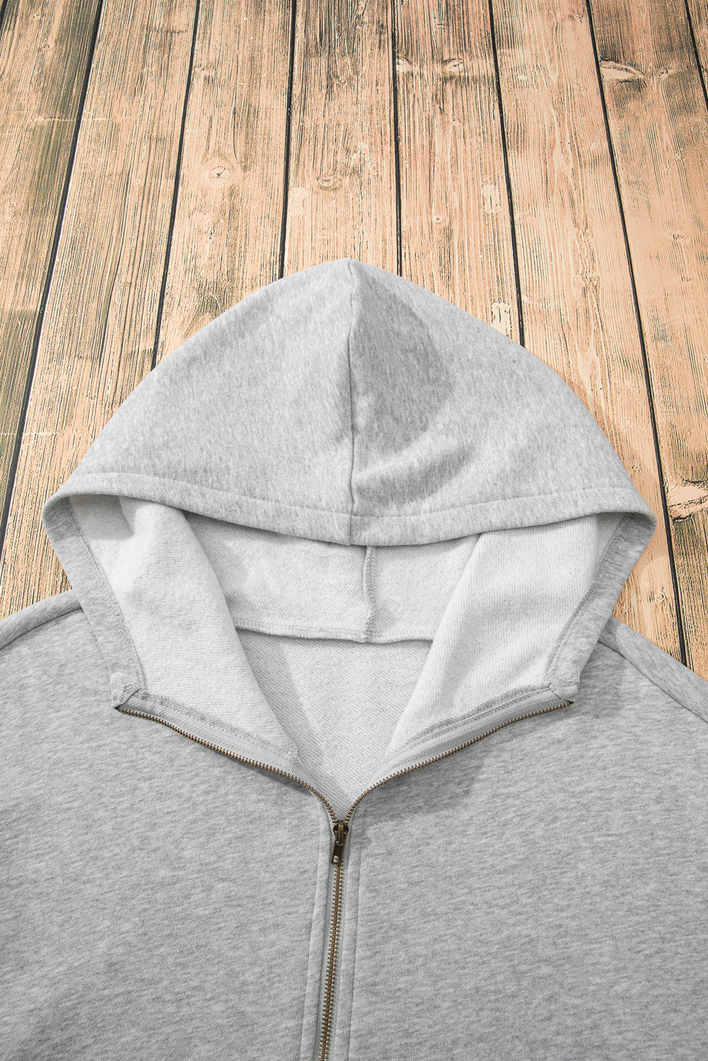 Light Grey Fleece Lined Half Zipper Kangaroo Pockets Loose Hoodie Sweatshirts & Hoodies JT's Designer Fashion
