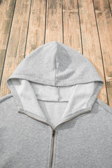 Light Grey Fleece Lined Half Zipper Kangaroo Pockets Loose Hoodie Sweatshirts & Hoodies JT's Designer Fashion