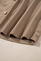Pale Khaki Hooded Drawstring Pockets Corduroy Shacket Jackets JT's Designer Fashion