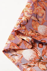 Orange Floral Print Ruffled Flutter Sleeve Frilled V Neck Blouse Blouses & Shirts JT's Designer Fashion