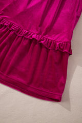 Rose Red Shirred V Neck Tiered Ruffled Velvet Plus Size Maxi Dress Plus Size Dresses JT's Designer Fashion