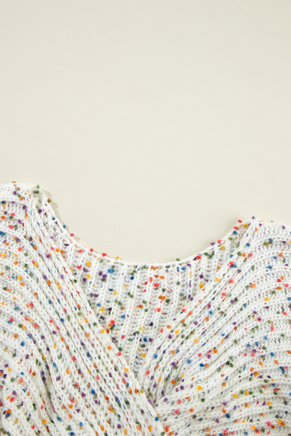 White Confetti Reversible Twist Sweater Sweaters JT's Designer Fashion