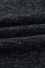 Black Heathered Print Button Snap Neck Pullover Hoodie Sweatshirts & Hoodies JT's Designer Fashion