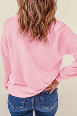 Pink Easter Egg Patched Graphic Drop Shoulder Pullover Sweatshirt Graphic Sweatshirts JT's Designer Fashion