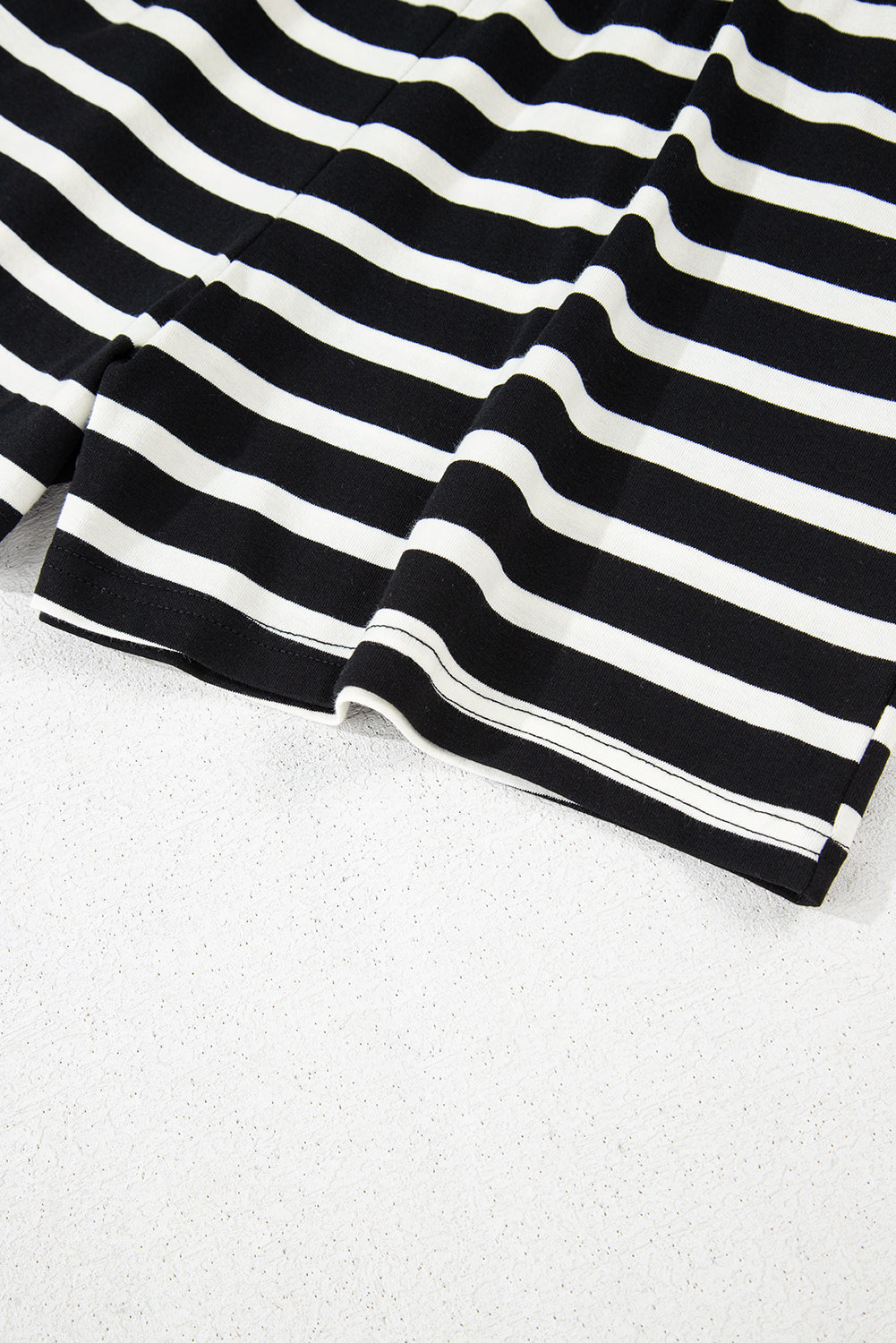 Black White Striped Short Sleeve Top and Shorts Set Short Sets JT's Designer Fashion