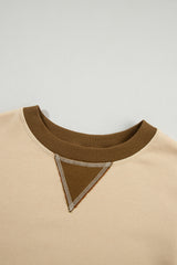 Apricot Color Block Thumbhole Sleeve Drop Shoulder Sweatshirt Sweatshirts & Hoodies JT's Designer Fashion