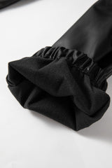 Black Faux Leather Ankle Smocked Waist Drawstring Joggers Pants & Culotte JT's Designer Fashion