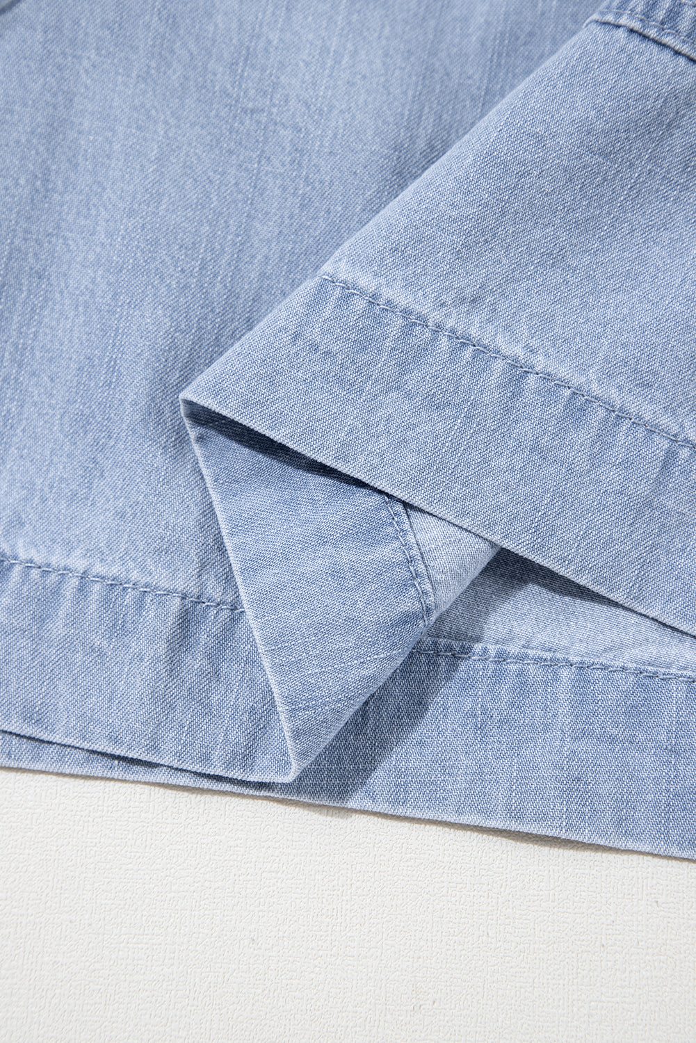Beau Blue Pocketed Drawstring High Waist Plus Size Denim Shorts Plus Size Bottoms JT's Designer Fashion