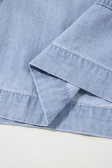 Beau Blue Pocketed Drawstring High Waist Plus Size Denim Shorts Plus Size Bottoms JT's Designer Fashion