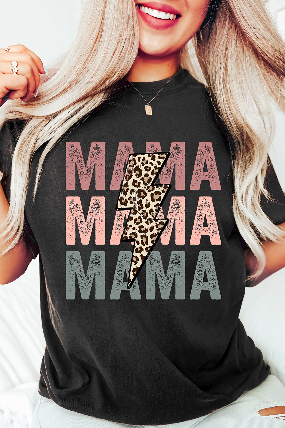 Black MAMA Bolt Graphic Tee Graphic Tees JT's Designer Fashion