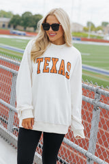 White TEXAS Graphic Drop Shoulder Crewneck Sweatshirt Graphic Sweatshirts JT's Designer Fashion
