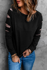 Leopard Insert Black Sweatshirt Sweatshirts & Hoodies JT's Designer Fashion