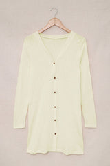 Beige Solid Color Open-Front Buttons Cardigan Sweaters & Cardigans JT's Designer Fashion