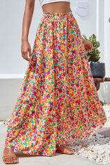 Yellow Boho Floral Print Long Skirt Bottoms JT's Designer Fashion
