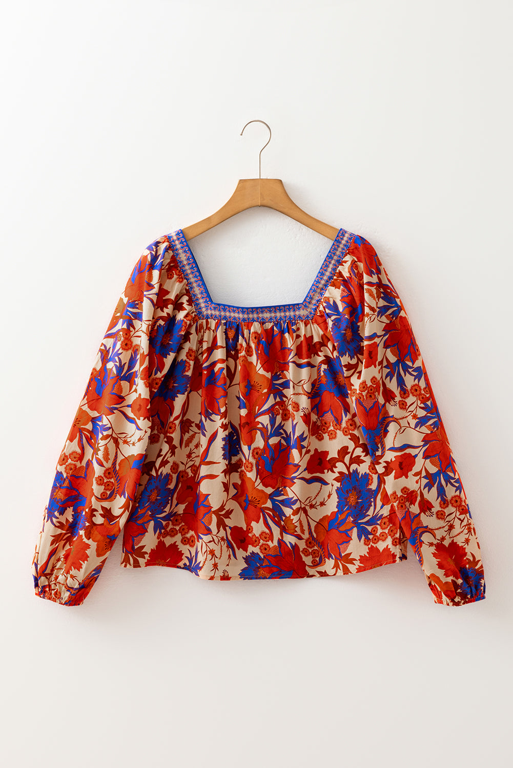 Multicolour Floral Print Square Neck Backless Loose Fit Blouse Blouses & Shirts JT's Designer Fashion