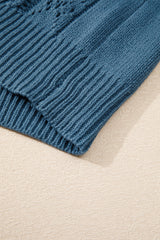 Real Teal Open Knit V Neck Button Front Drop Shoulder Plus Size Cardigan Plus Size Sweaters & Cardigans JT's Designer Fashion