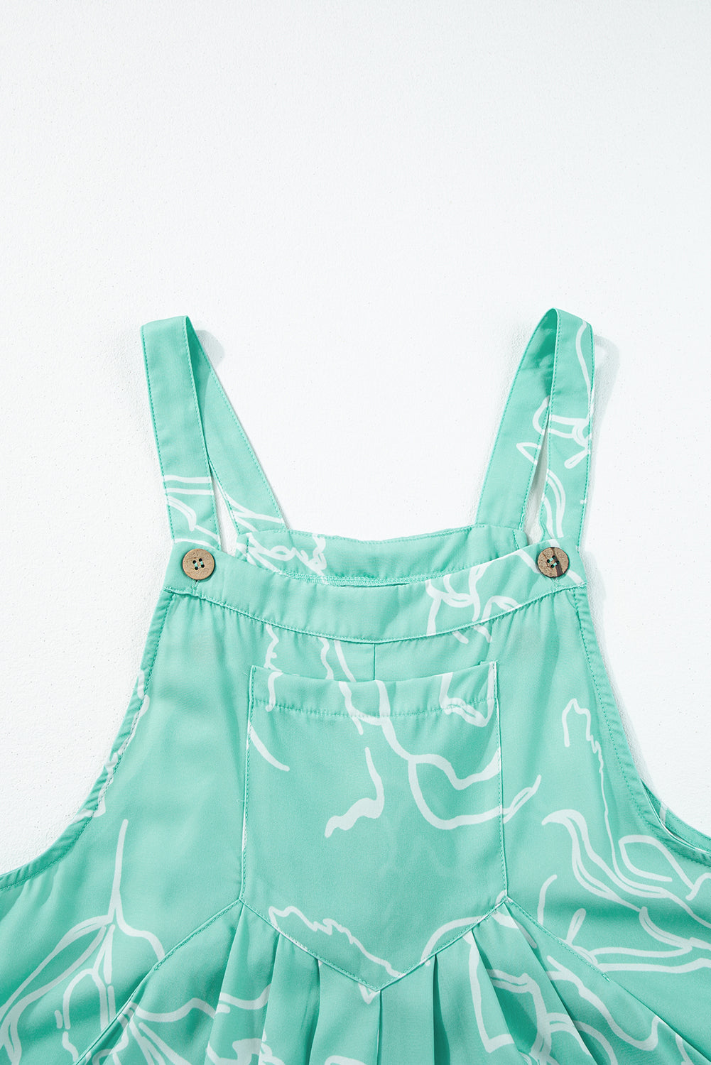 Moonlight Jade Printed Bib Wide Leg Overalls Jumpsuits & Rompers JT's Designer Fashion