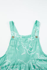 Moonlight Jade Printed Bib Wide Leg Overalls Jumpsuits & Rompers JT's Designer Fashion